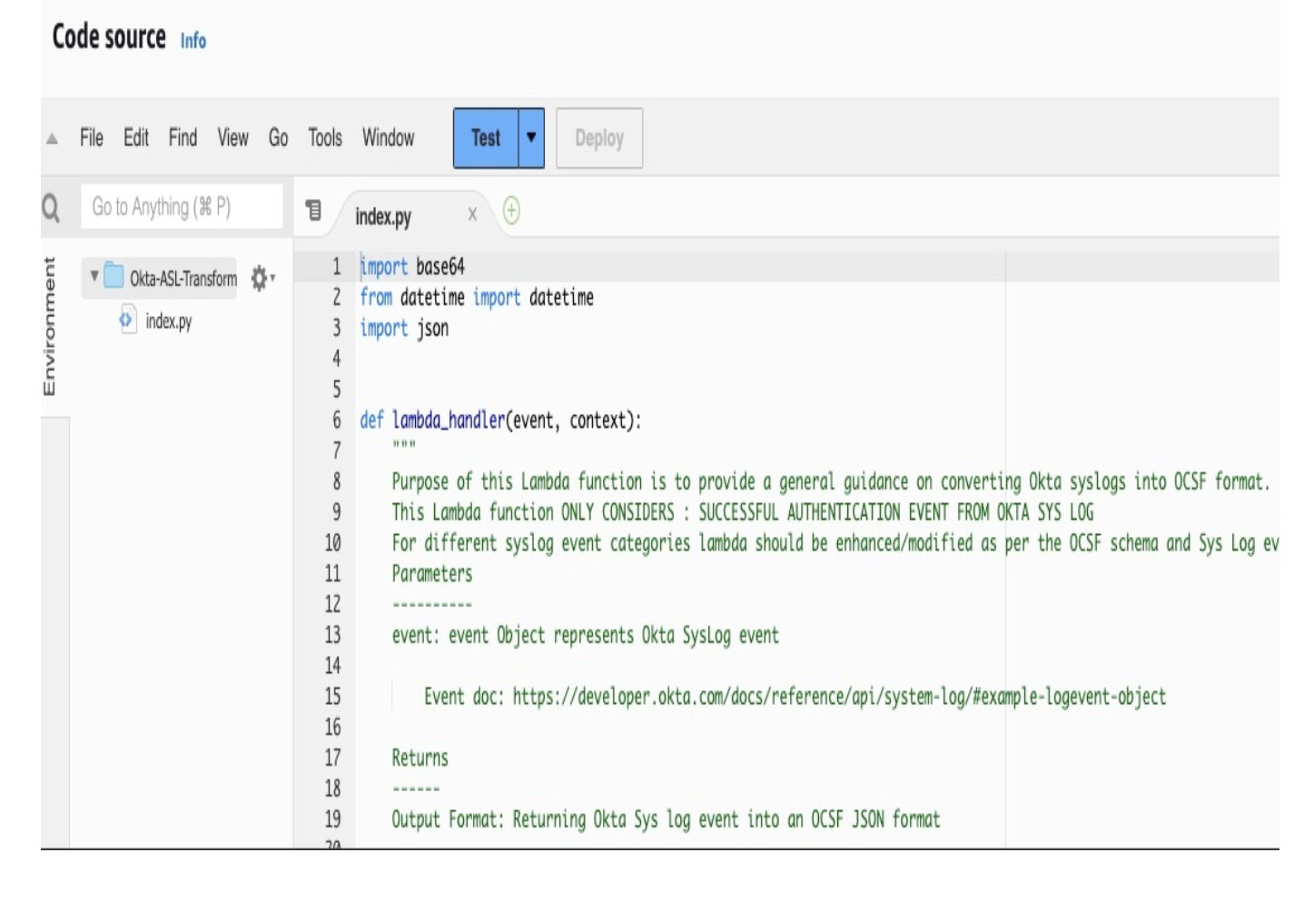 Review Lambda function code