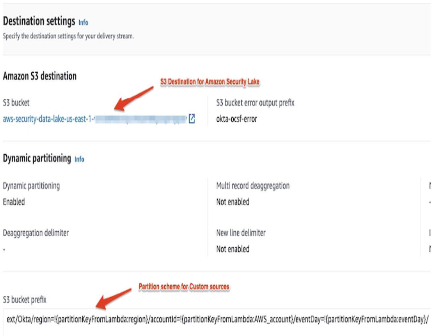 Destination settings