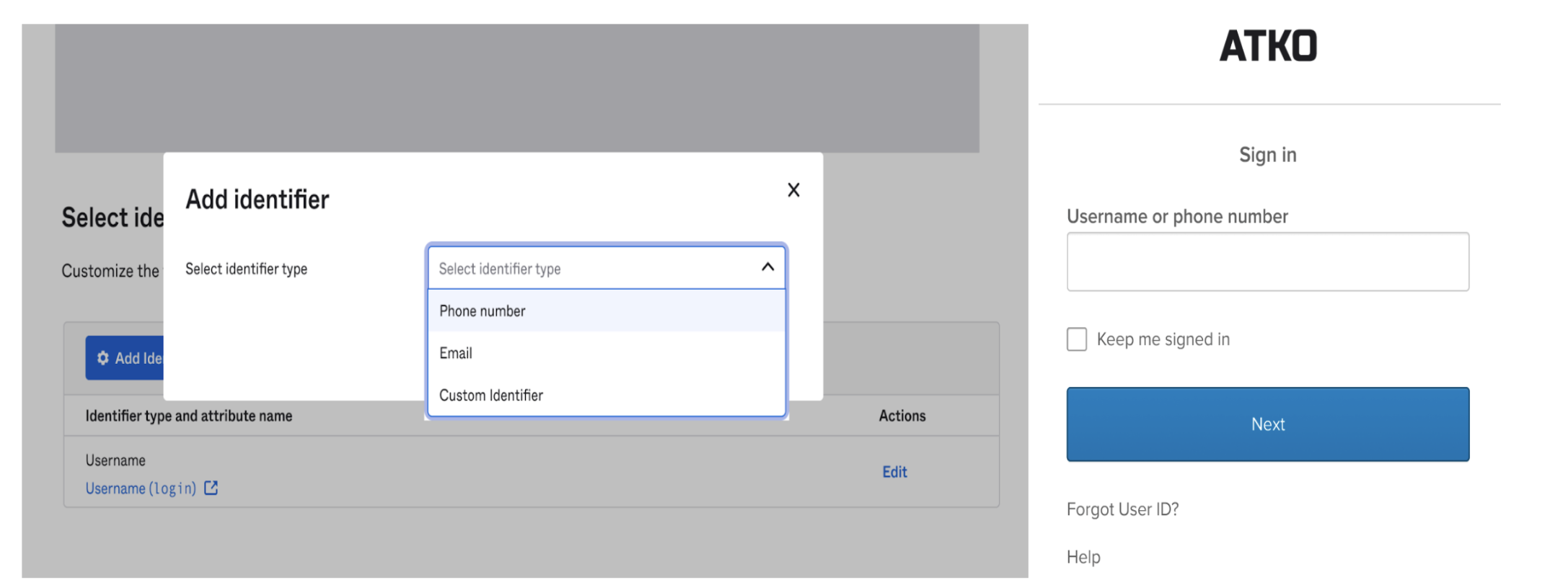A screenshot showing Okta Multiple Identifiers