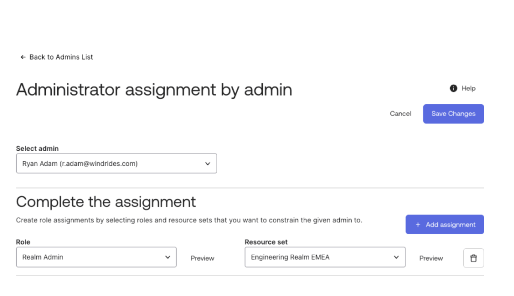 Administrator assignment by admin