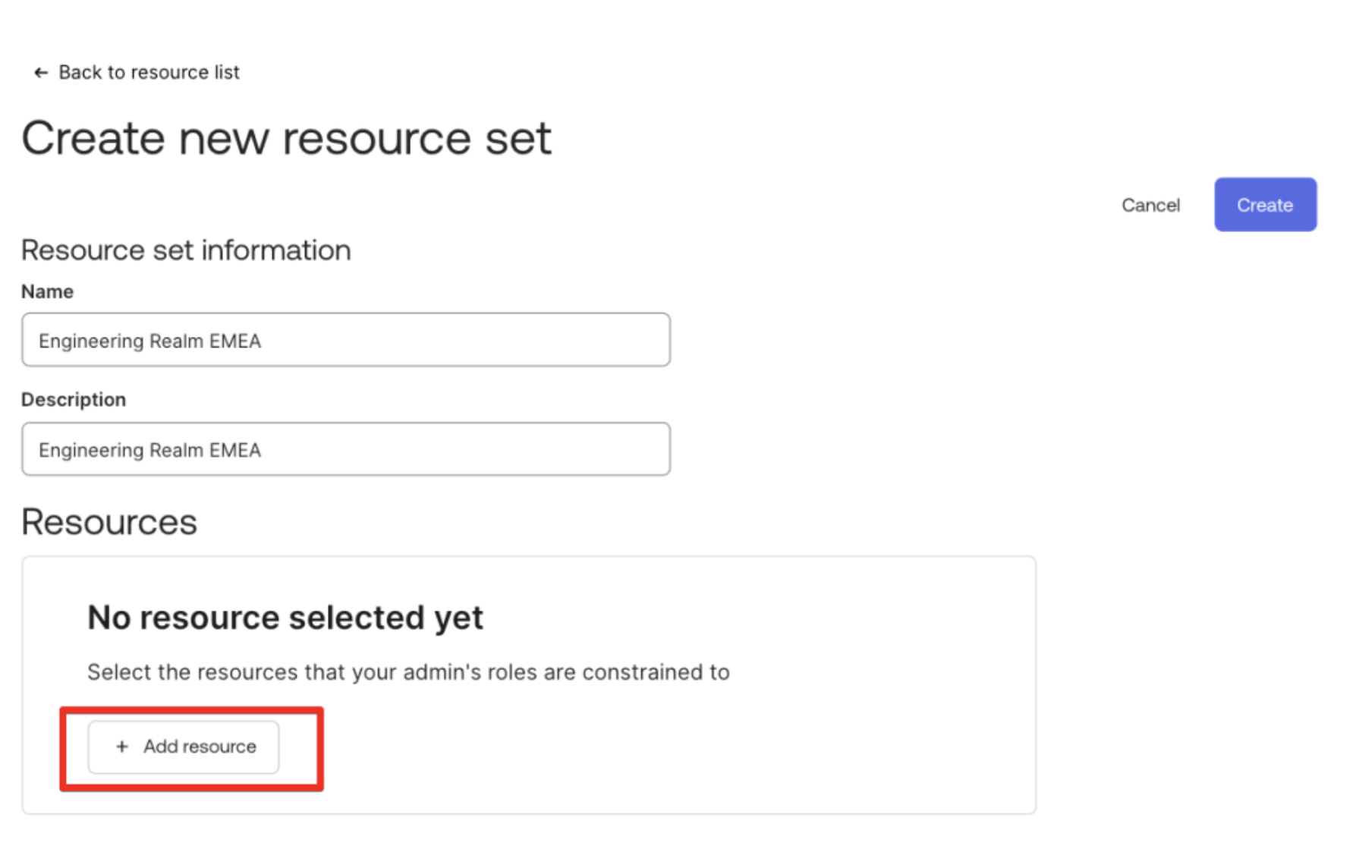 Create new resource set