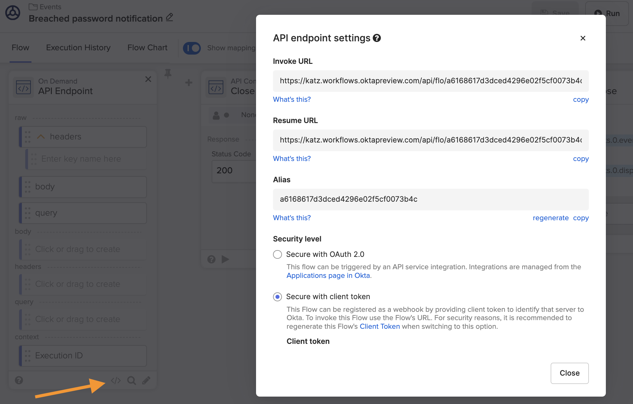Flow API endpoint UR