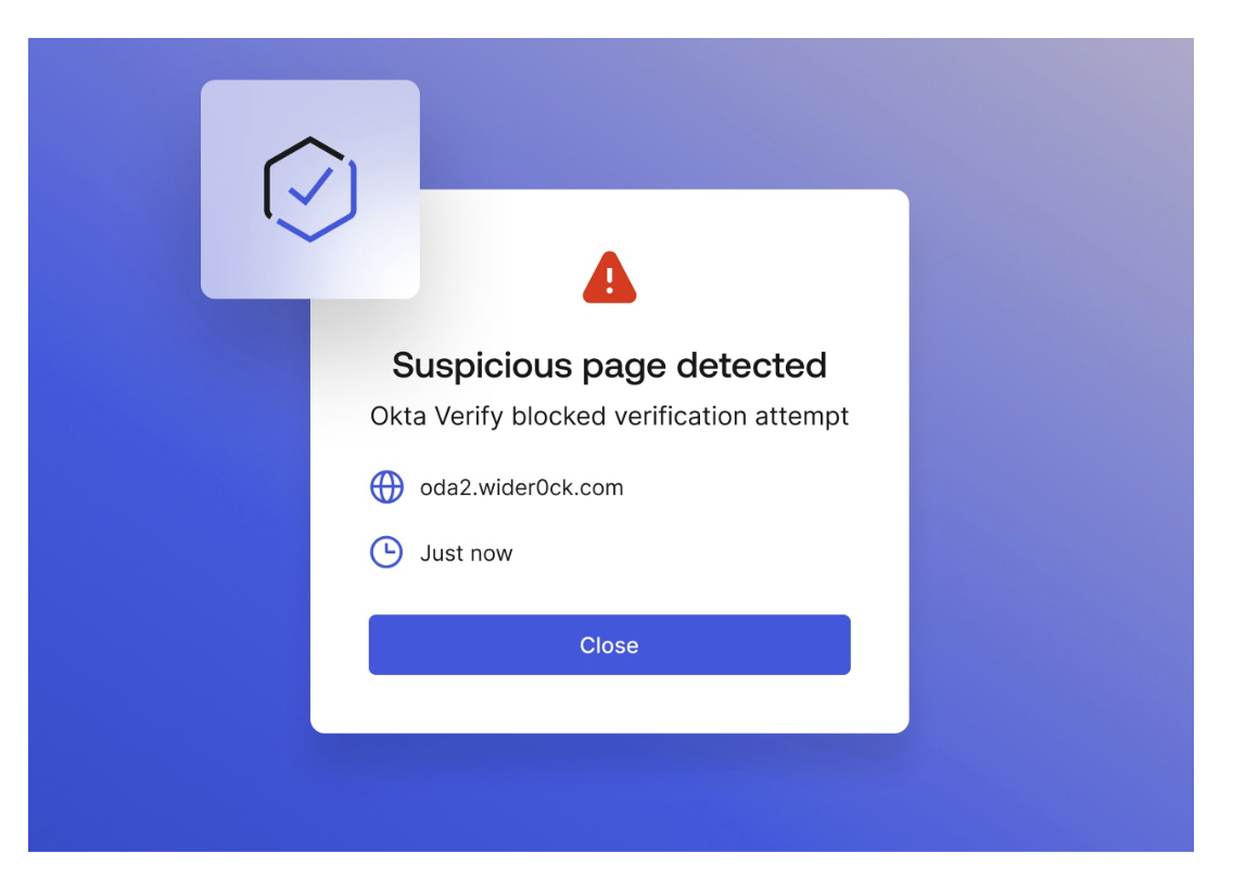 Popup notification of suspicious page detected