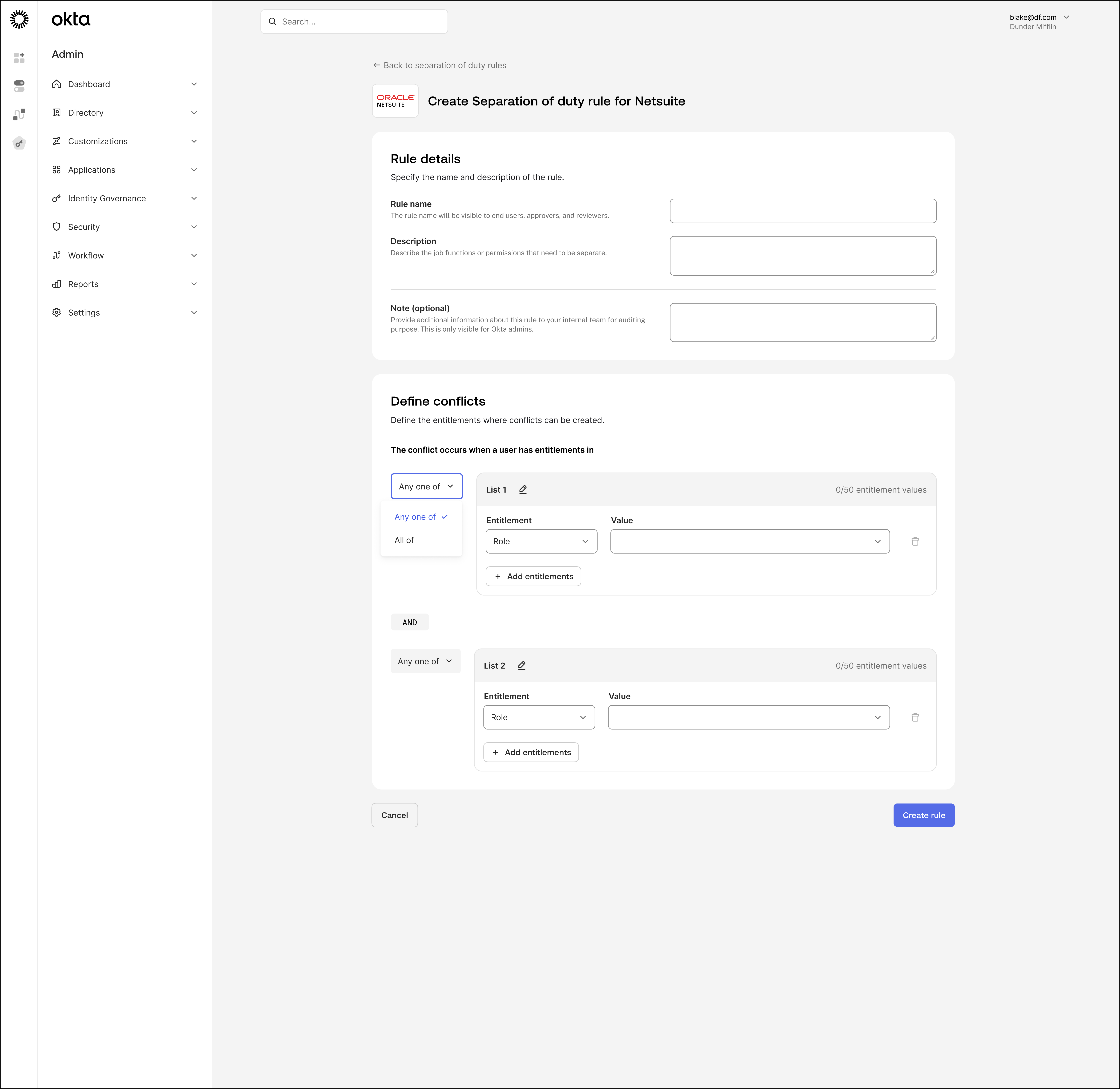 Creating a custom rule screenshot