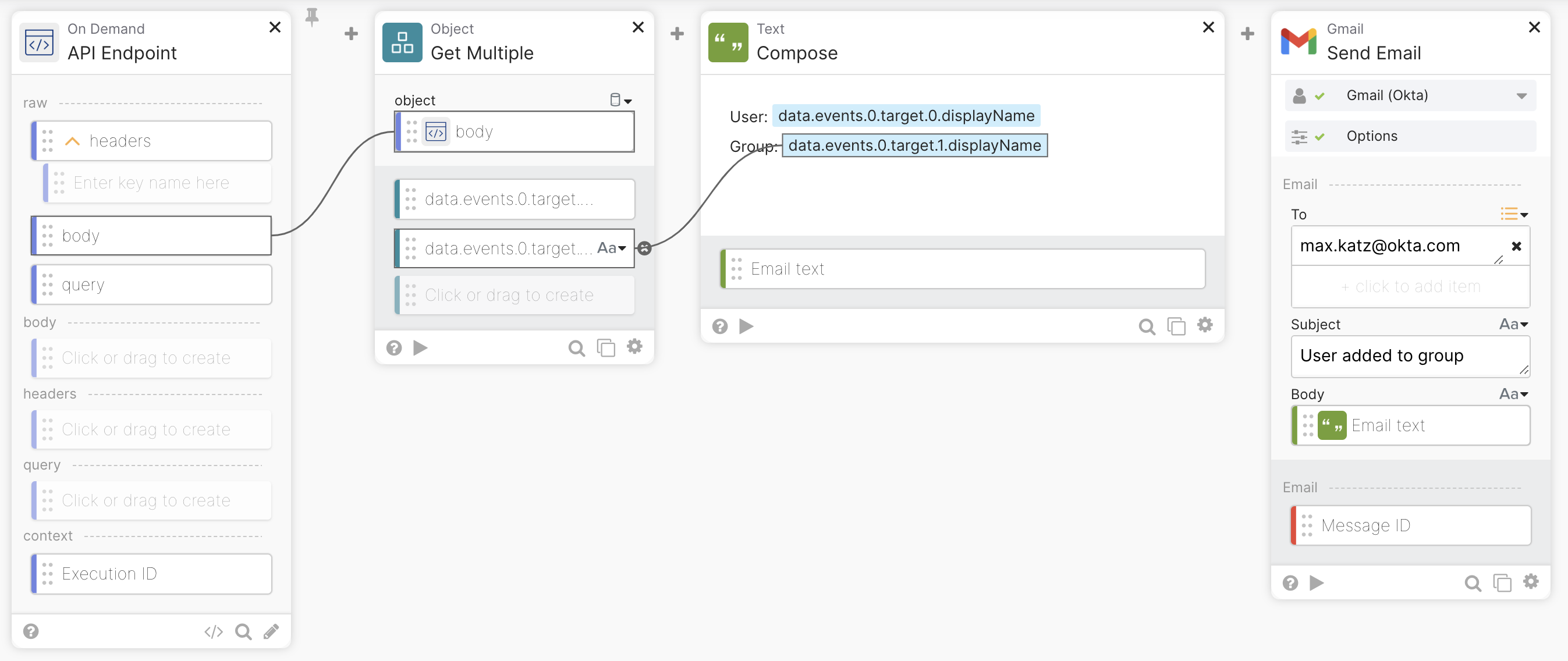 Notify when user is added to group flow.