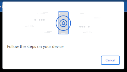 A digital interface displays a prompt instructing the user to follow steps on their device. 