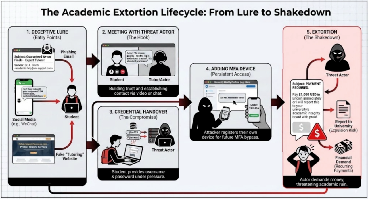Figure 1: the academic extortion lifecycle