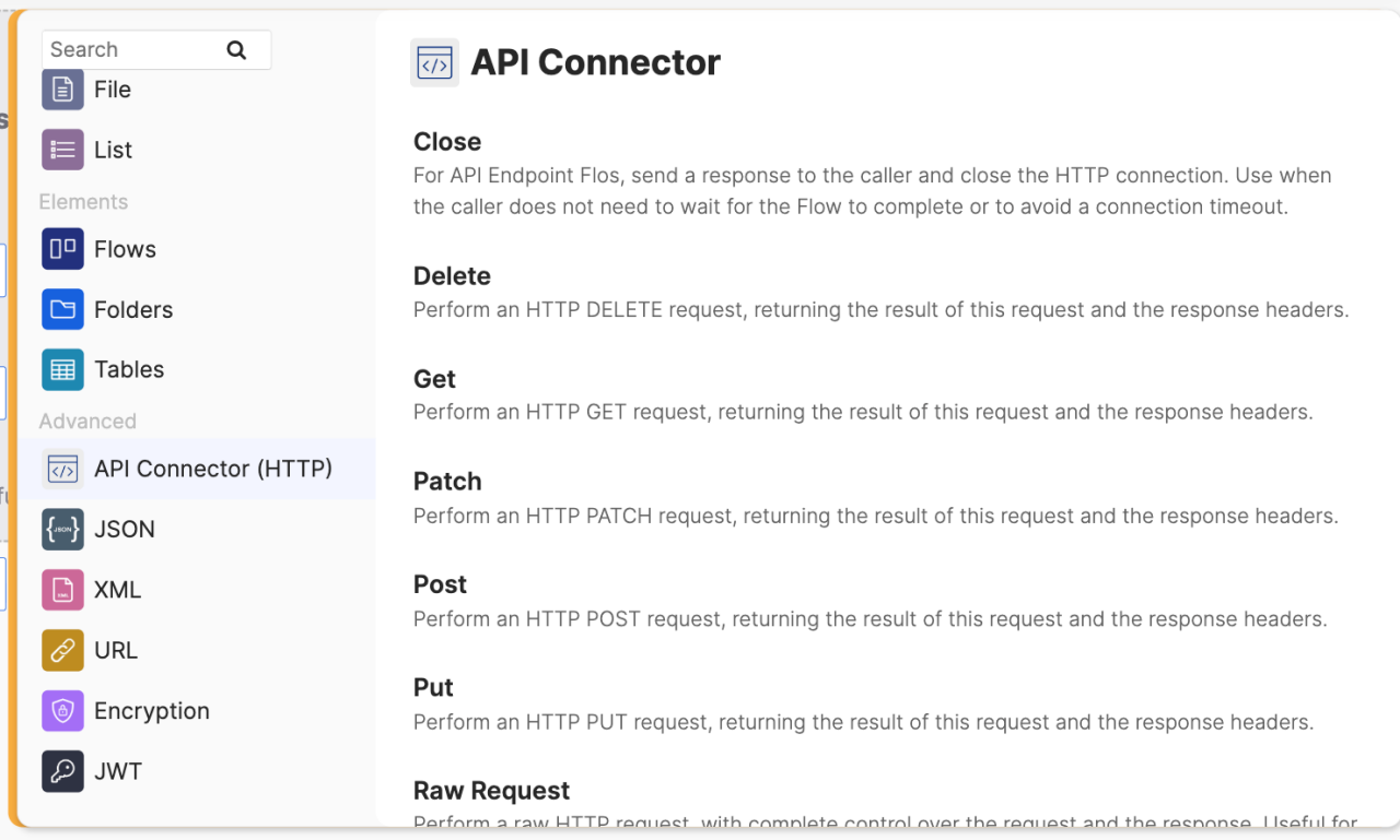 A screenshot showcasing the API Connector interface in a software environment. 