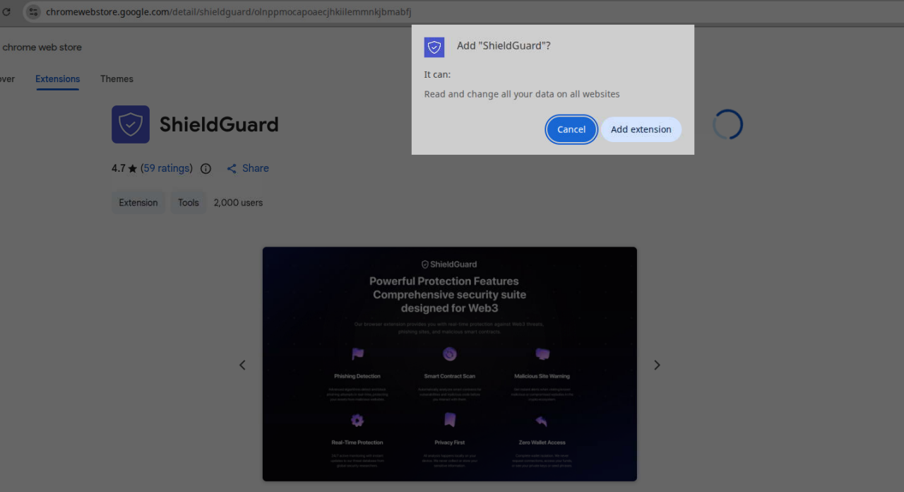 Figure 8: ShieldGuard in the Chrome Web Store