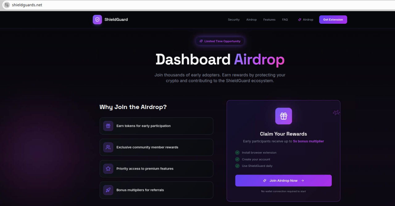 Figure 4: The browser extension is marketed using an ‘Airdrop’