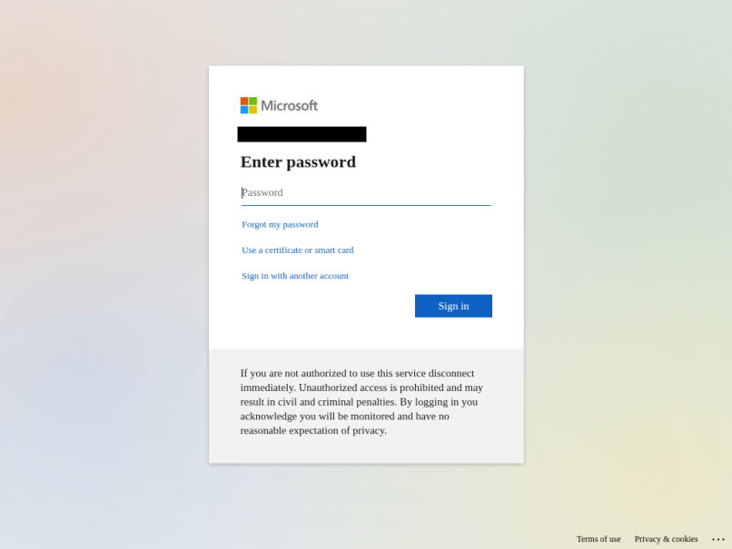 Screenshot of the final URL presented to the targeted user, containing the malicious sign-in page