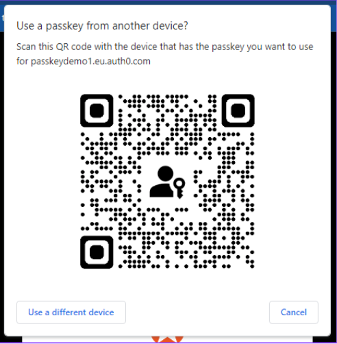 A digital interface displays a QR code for secure authentication. 
