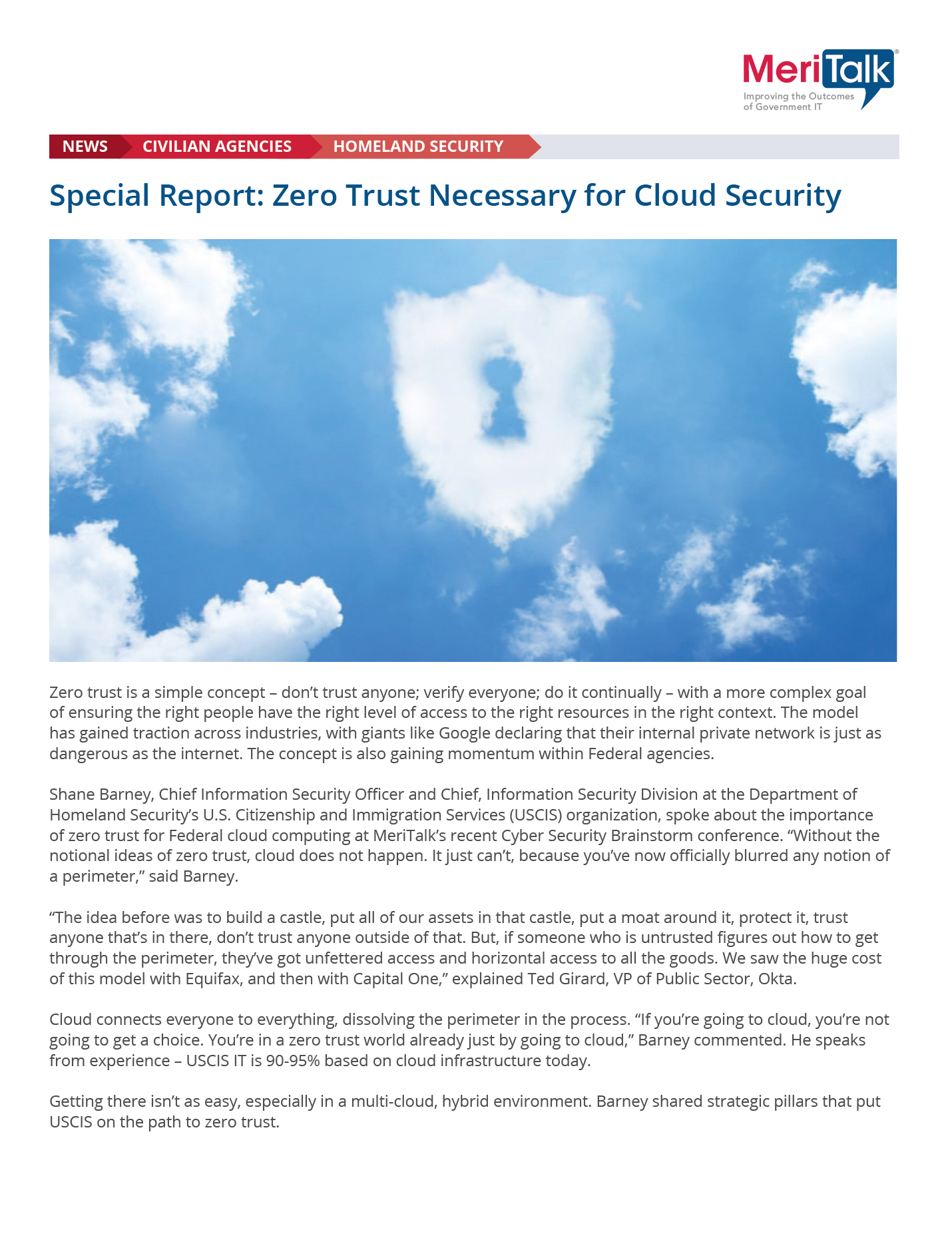 Special Report: Zero Trust Necessary for Cloud Security.