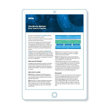 One Minute Zero Trust