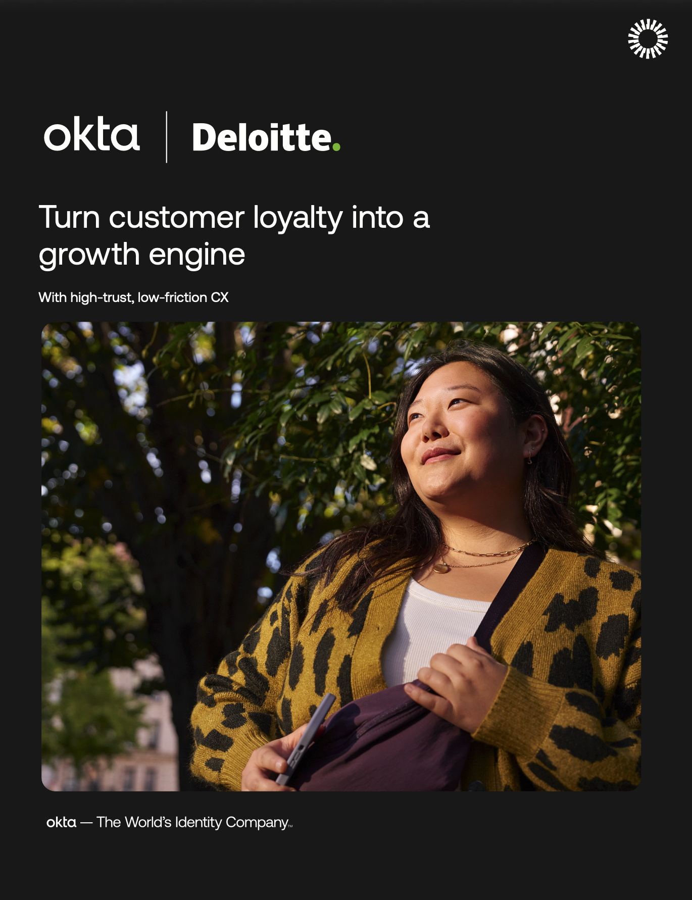 Cover of a joint whitepaper by Okta and Deloitte titled 'Turn Customer Loyalty into a Growth Engine'