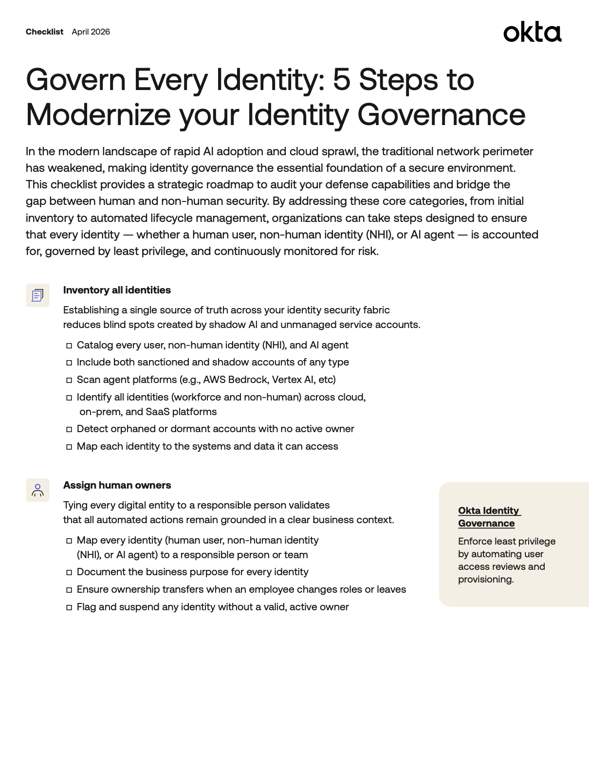 Govern Every Identity: 5 Steps to Modernize Your Identity Governance - Datasheet thumbnail