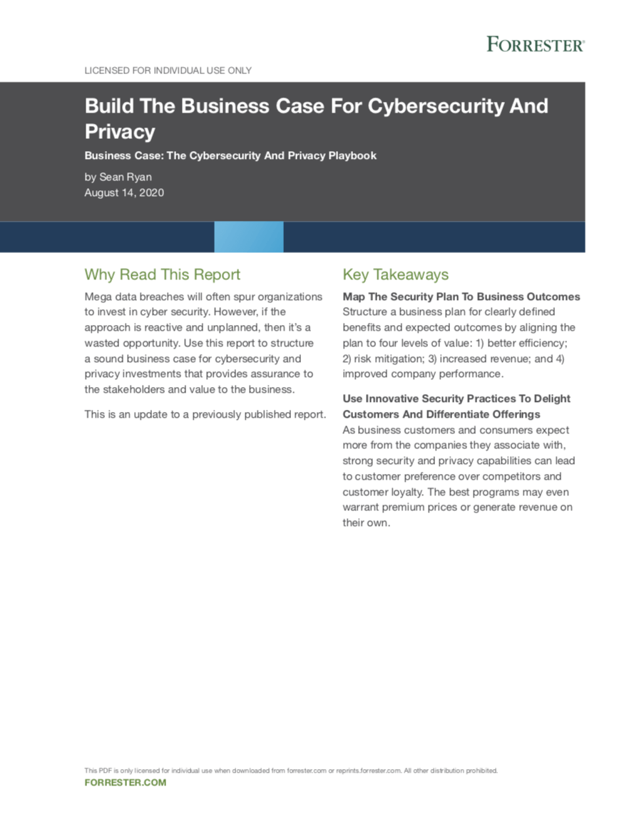 Build The Business Case For Cybersecurity And Privacy